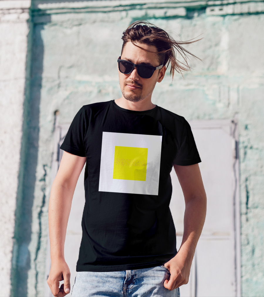 Square Minimalist Yellow White Block T-Shirt