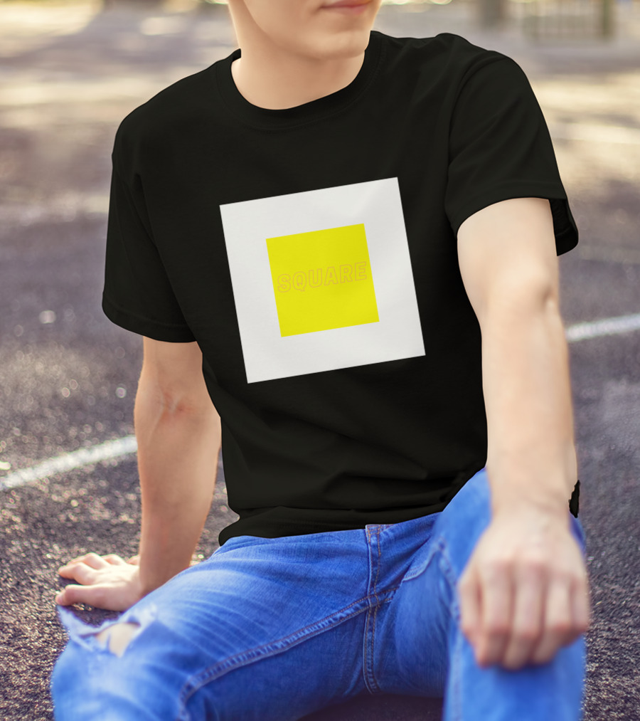 Square Minimalist Yellow White Block T-Shirt
