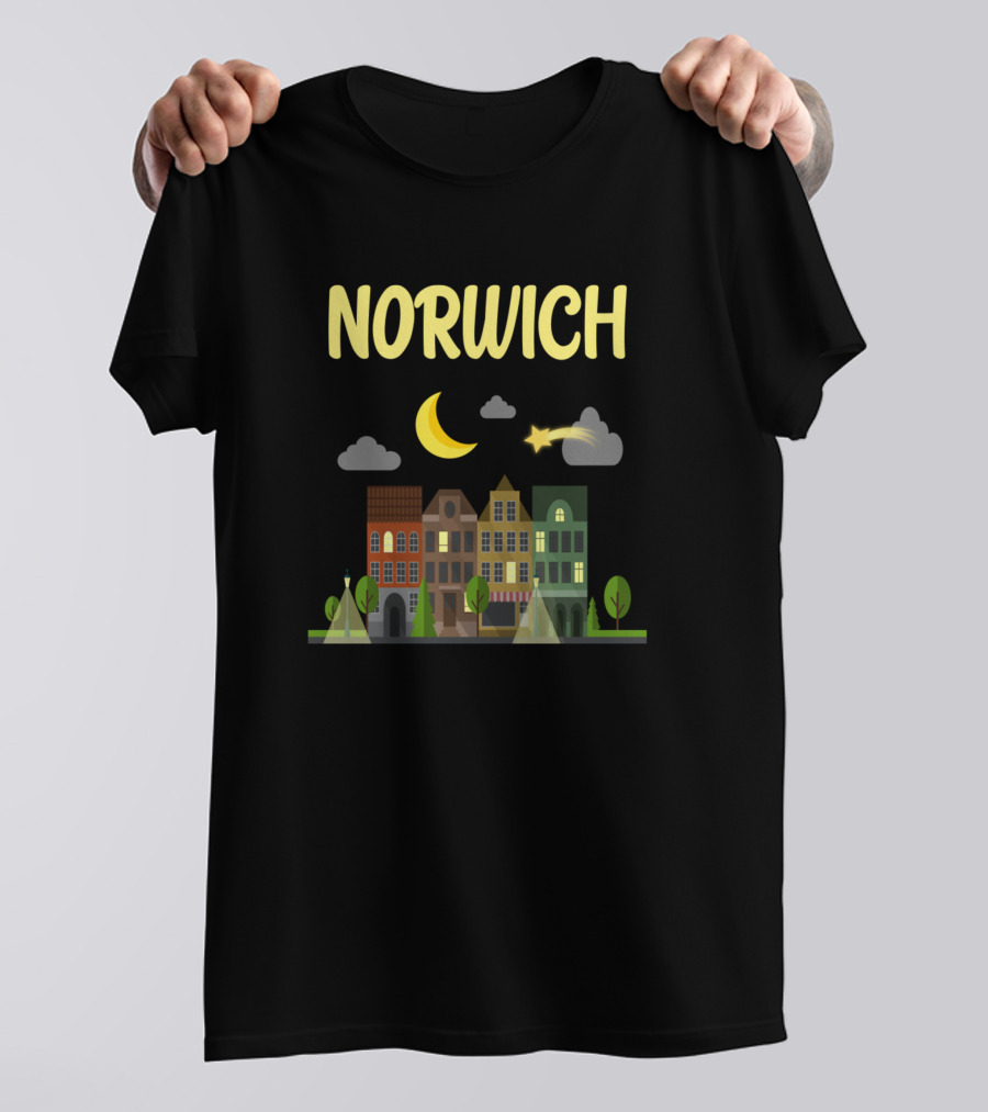 Norwich City Skyline With Moon And Stars T-Shirt