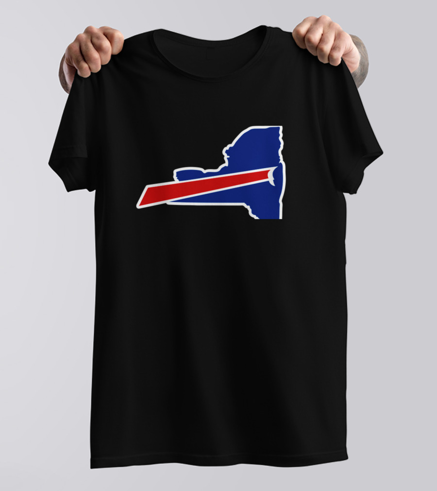 Ny Bills State Outline Red White Blue T-Shirt