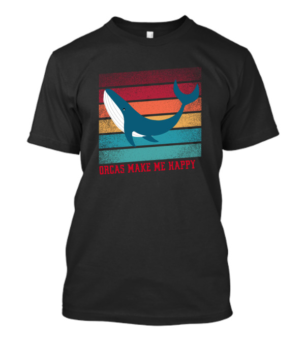 Orcas Make Me Happy Vintage Retro Whale T-Shirt