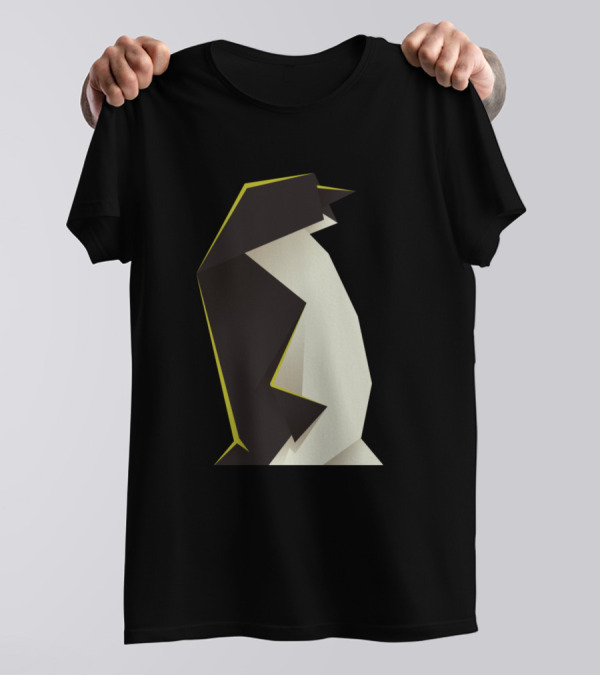 White And Black Geometric Origami Penguin Abstract T-Shirt