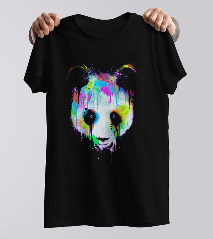 Panda Face Colorful Dripping Paint T-Shirt