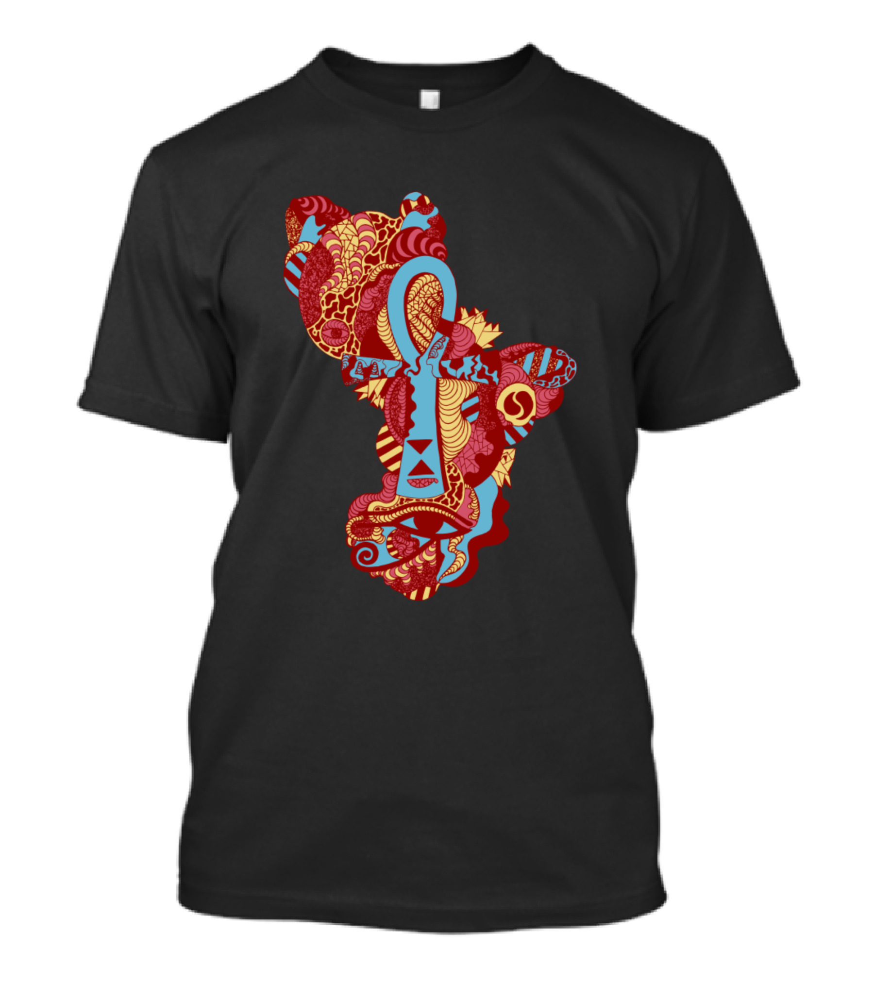 Horus Ankh With Colorful Africa Pattern In Pastel Tones T-Shirt