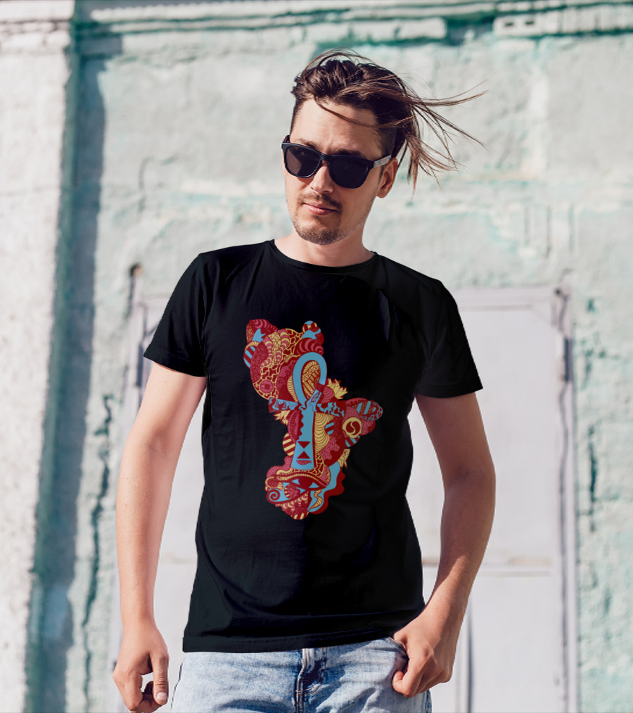 Horus Ankh With Colorful Africa Pattern In Pastel Tones T-Shirt