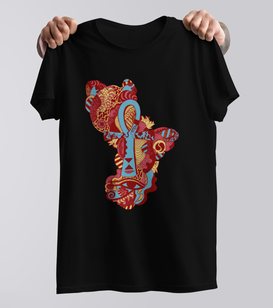 Horus Ankh With Colorful Africa Pattern In Pastel Tones T-Shirt