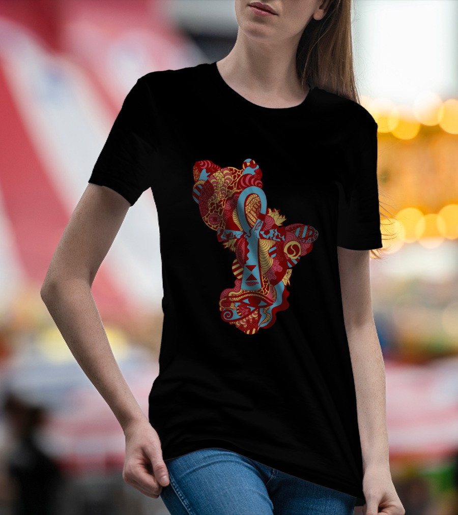 Horus Ankh With Colorful Africa Pattern In Pastel Tones T-Shirt