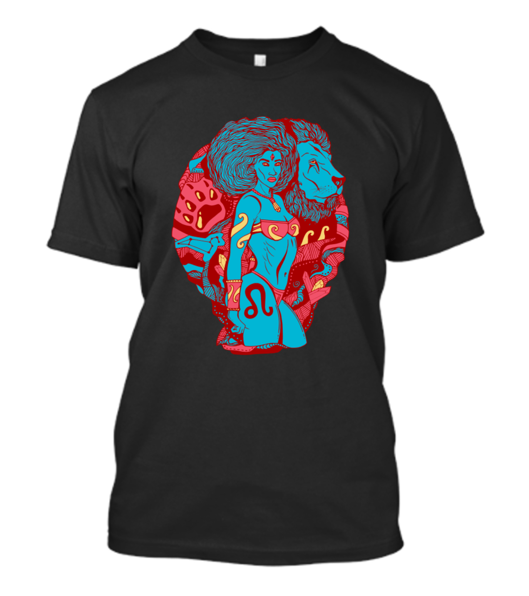 Pastel Tones Leo Beauty Zodiac Goddess With Lion T-Shirt