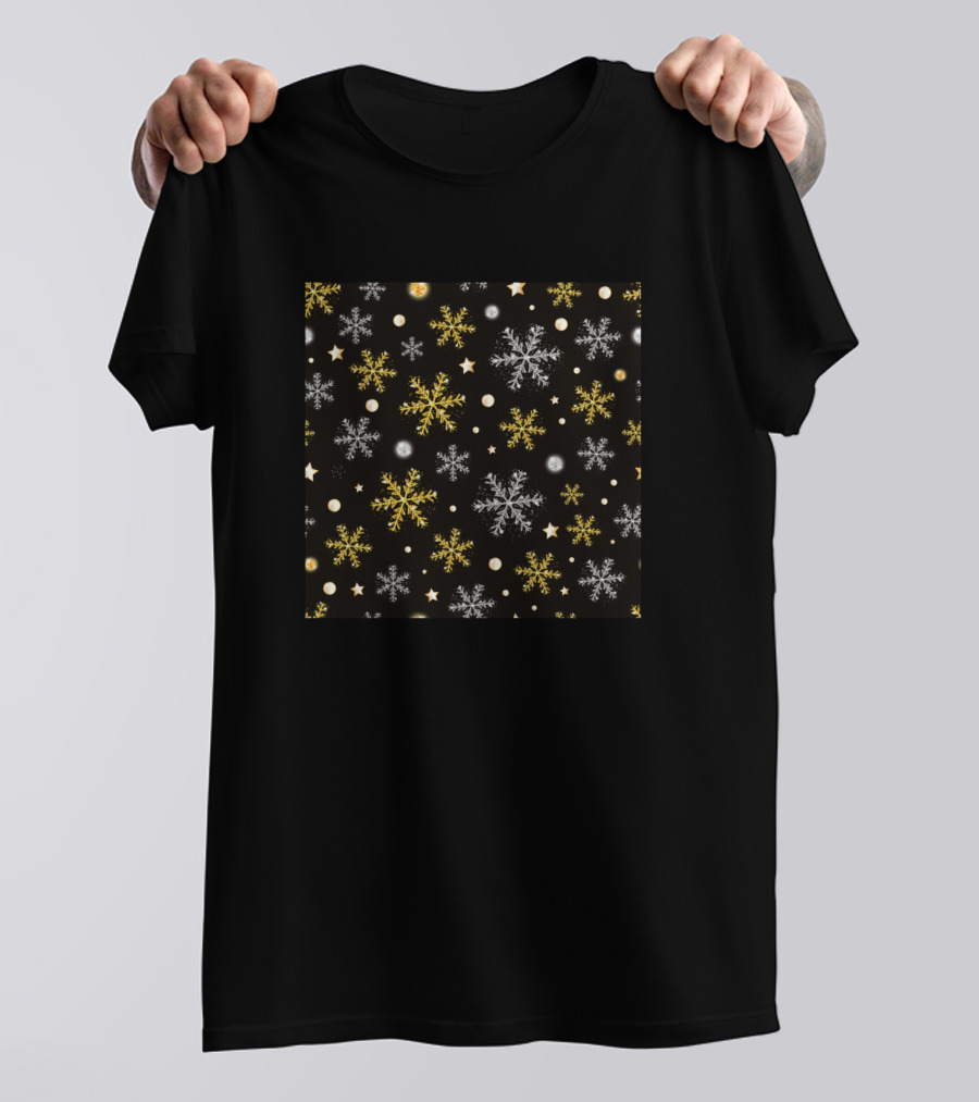 Gold Silver Snowflake Christmas New Year T-Shirt