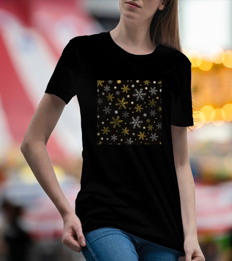 Gold Silver Snowflake Christmas New Year T-Shirt