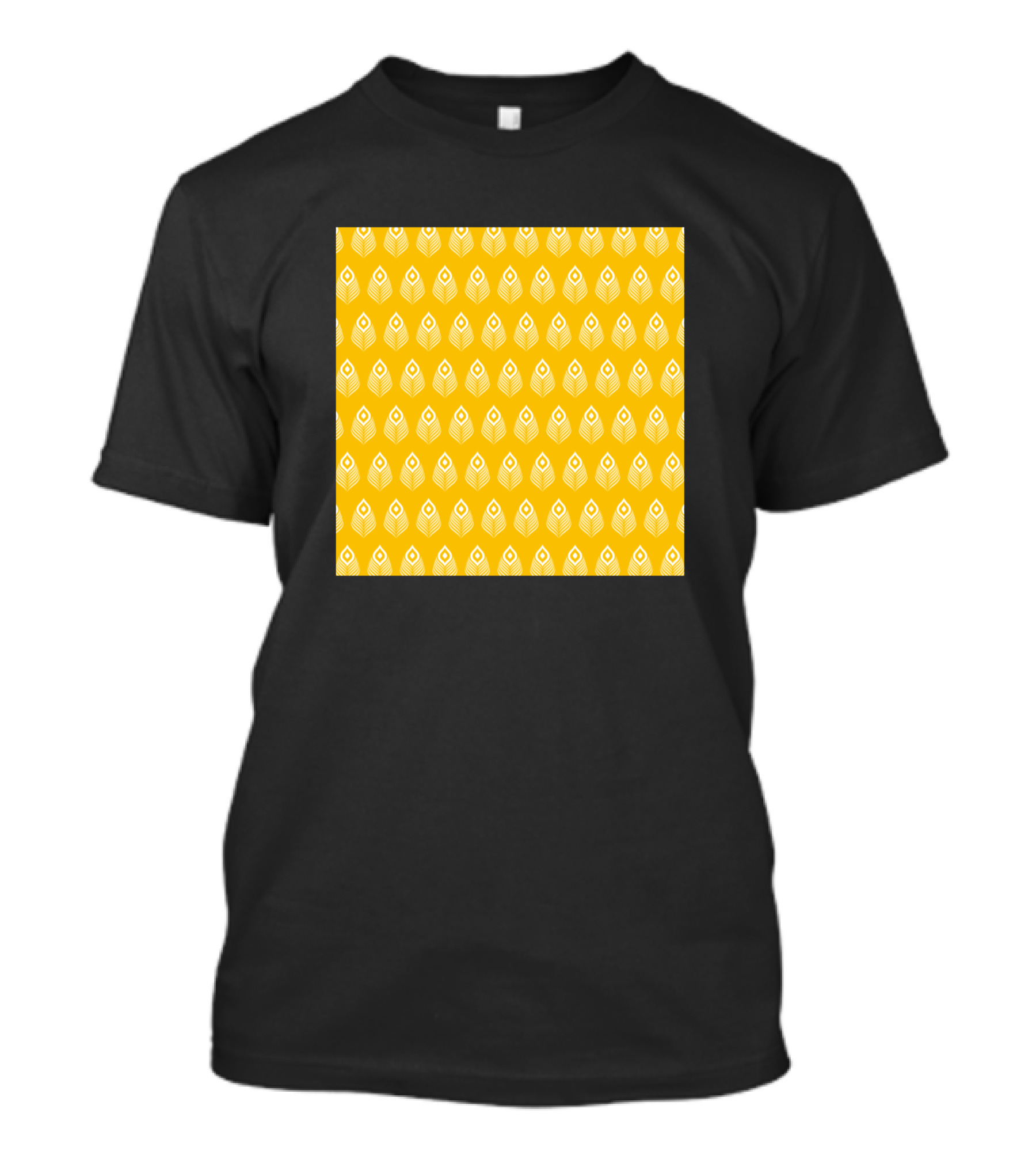 Peacock Feather Pattern Yellow Repeating T-Shirt