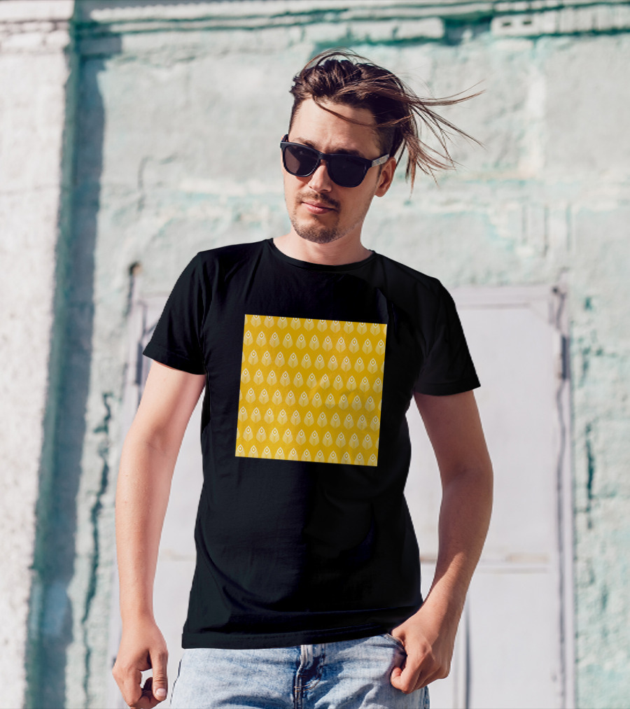 Peacock Feather Pattern Yellow Repeating T-Shirt