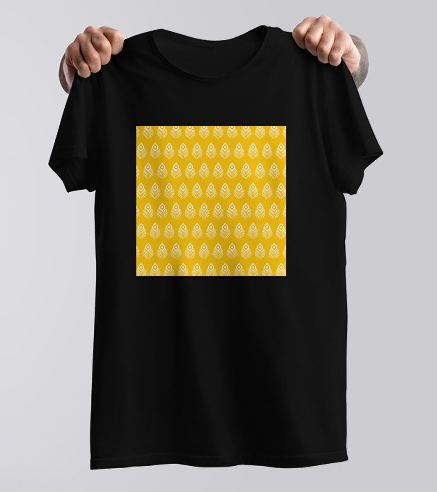 Peacock Feather Pattern Yellow Repeating T-Shirt