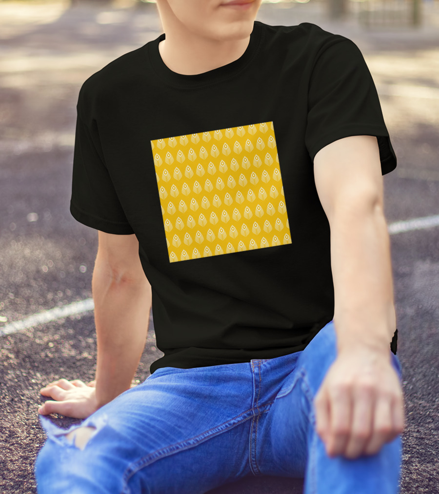 Peacock Feather Pattern Yellow Repeating T-Shirt