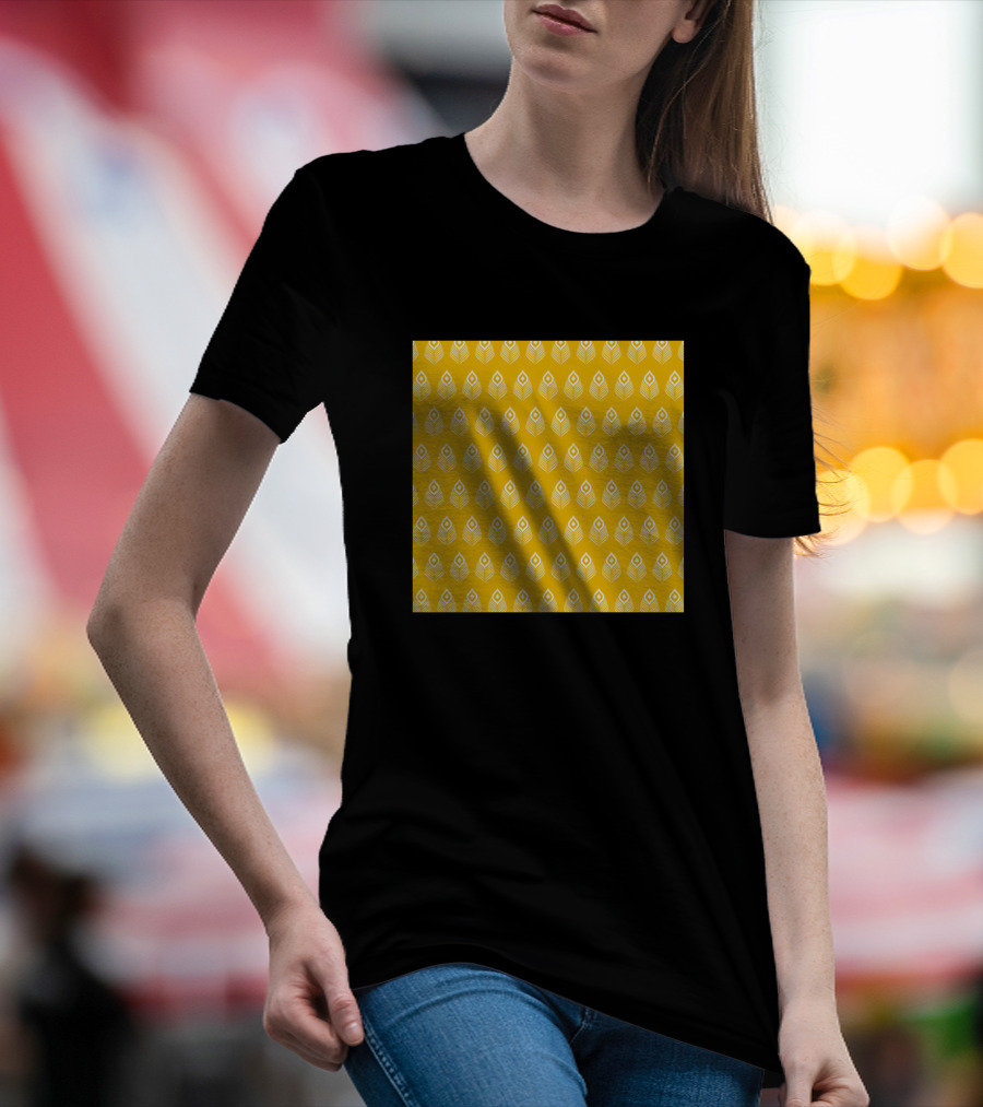 Peacock Feather Pattern Yellow Repeating T-Shirt