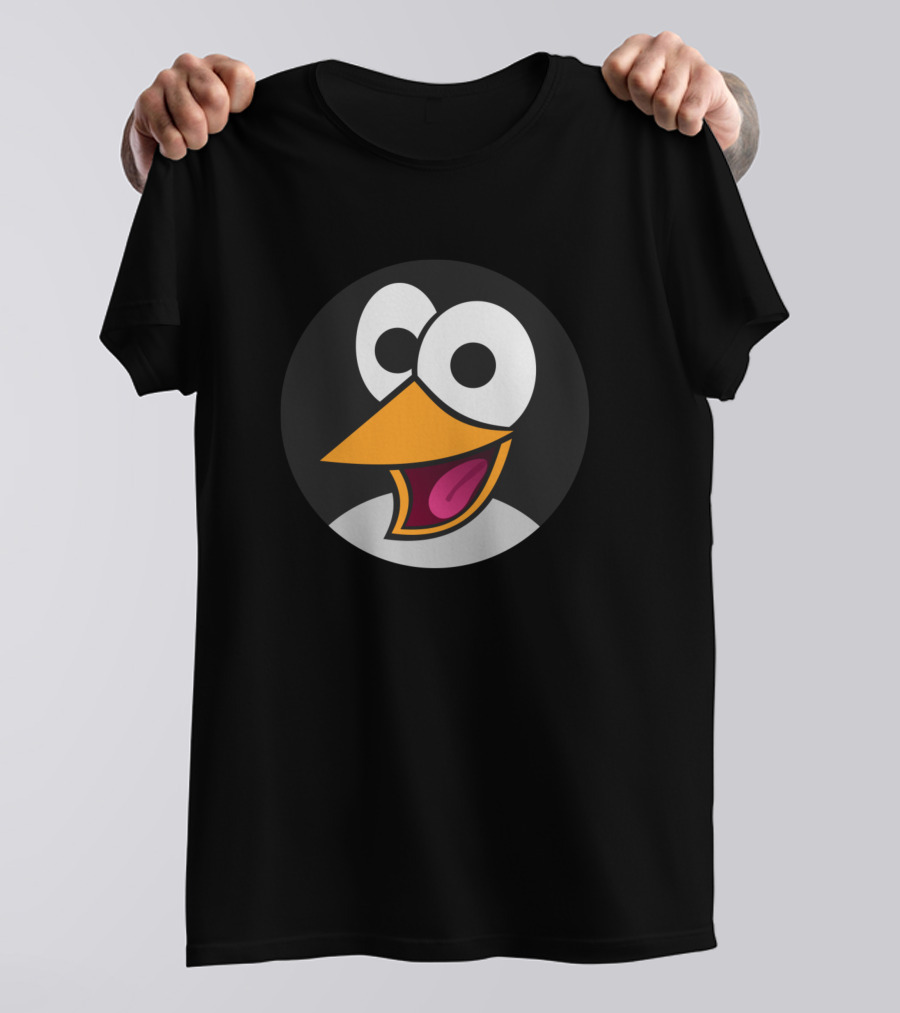 Penguin Laughing Cartoon Face With Exaggerated Eyes And Open Beak T-Shirt