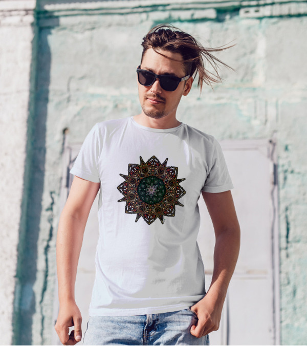 Peyote Mandala Dot Multicolor Starburst T-Shirt