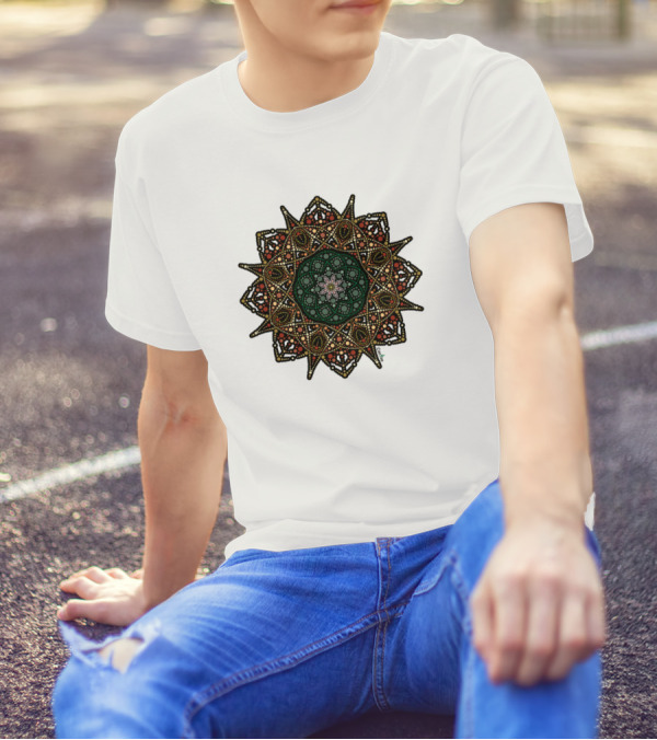 Peyote Mandala Dot Multicolor Starburst T-Shirt