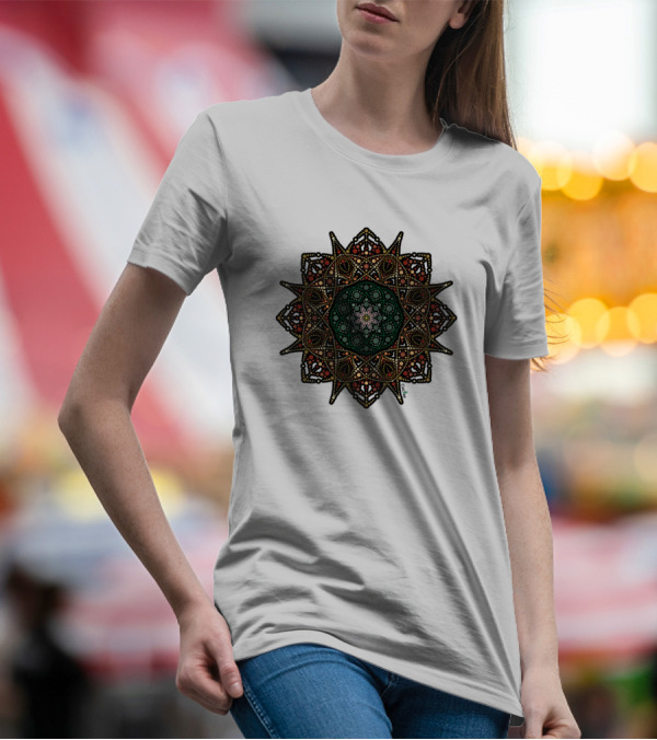 Peyote Mandala Dot Multicolor Starburst T-Shirt