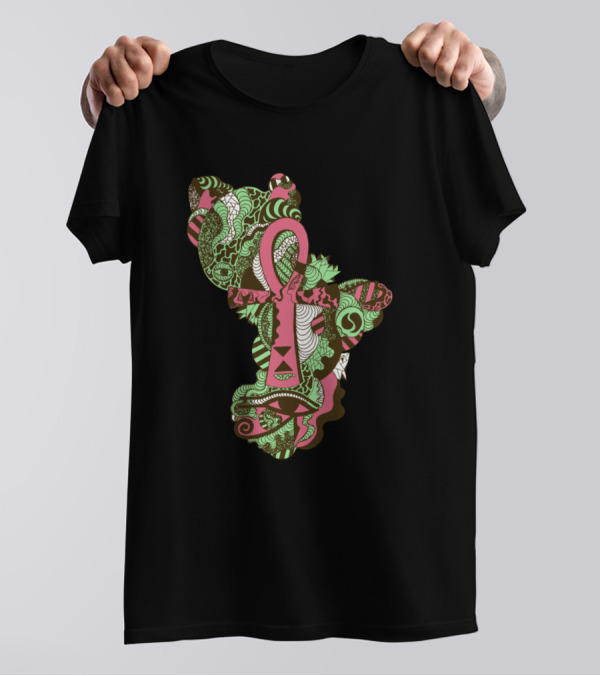 Pink Mint Horus Ankh Psychedelic Bear T-Shirt