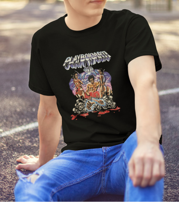 Playboi Carti Tour 90s Style Skeletons And Butterflies T-Shirt
