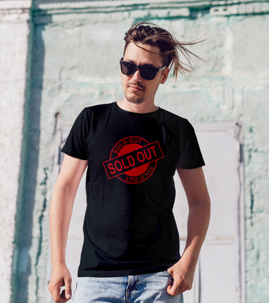 Postage Stamps Sold Out Graphy Sales Iconic Red Circular Badge T-Shirt