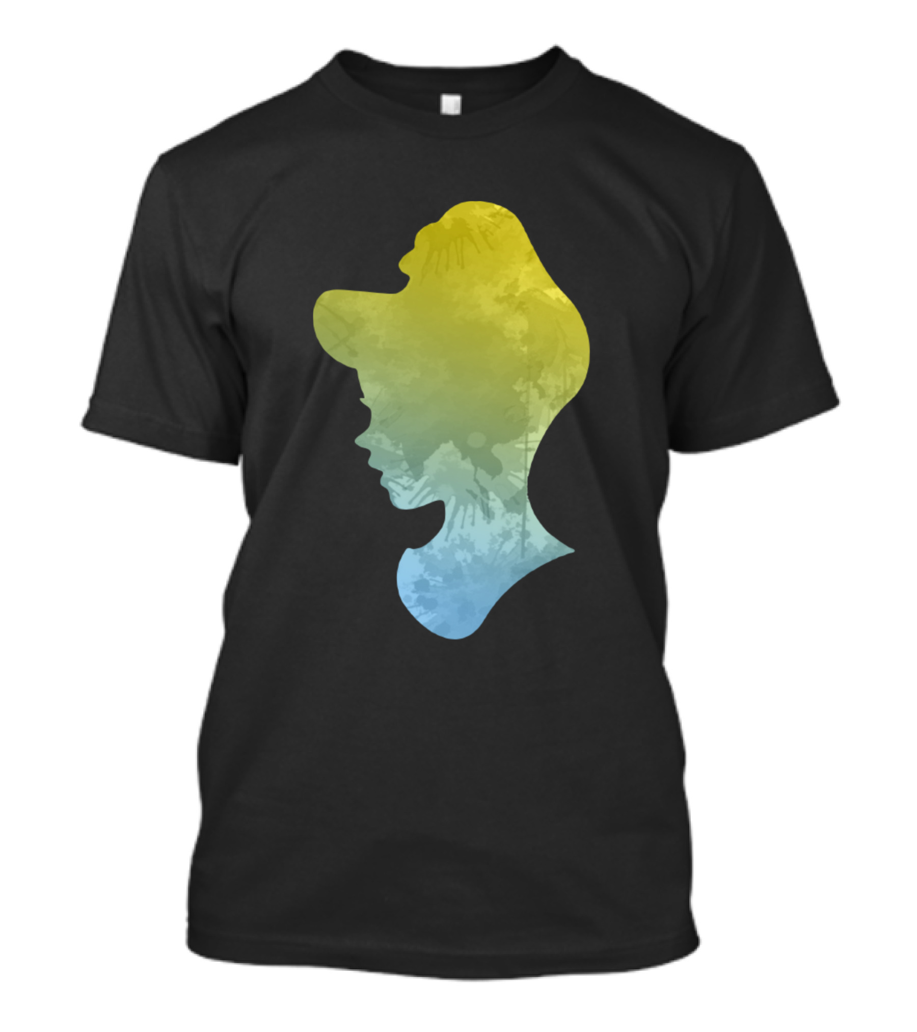Princess Silhouette Yellow And Blue Gradient T-Shirt