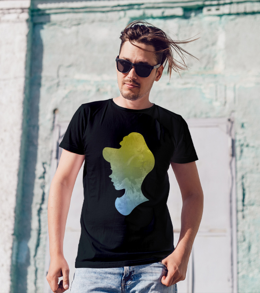 Princess Silhouette Yellow And Blue Gradient T-Shirt