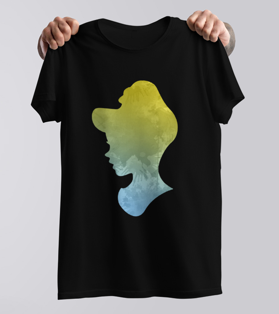 Princess Silhouette Yellow And Blue Gradient T-Shirt