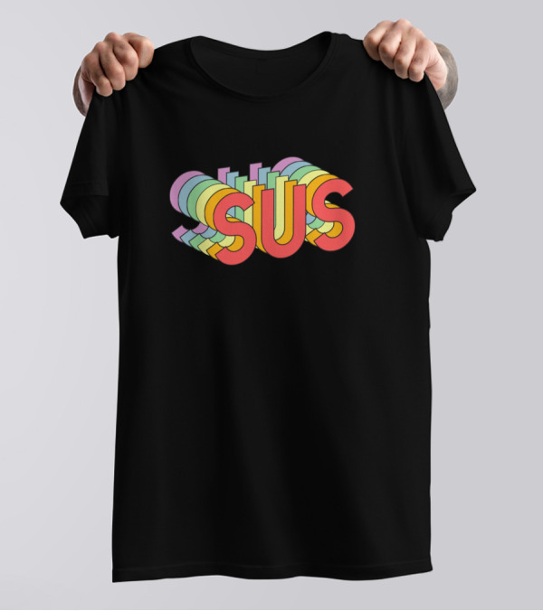 Rainbow Sus Multicolor Text Layers T-Shirt