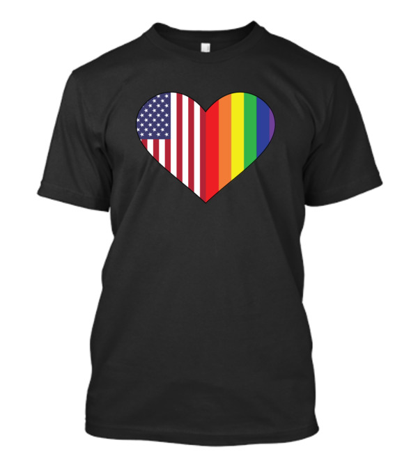 Rainbow USA Flag Heart Pride Iconic T-Shirt