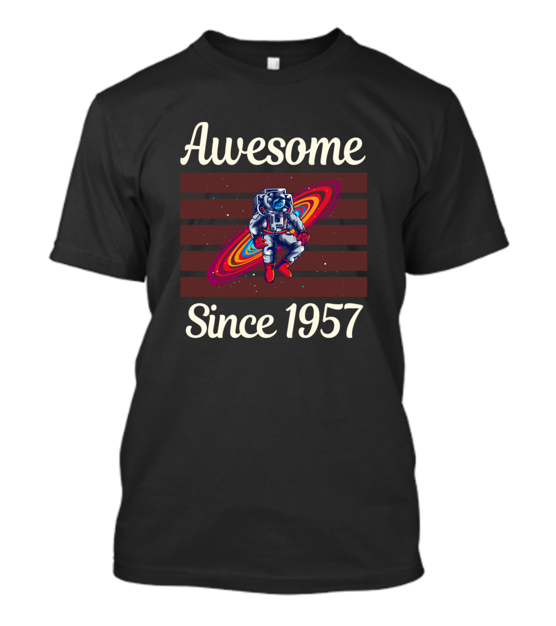 Awesome Since 1957 Red Astronaut With Space Background T-Shirt