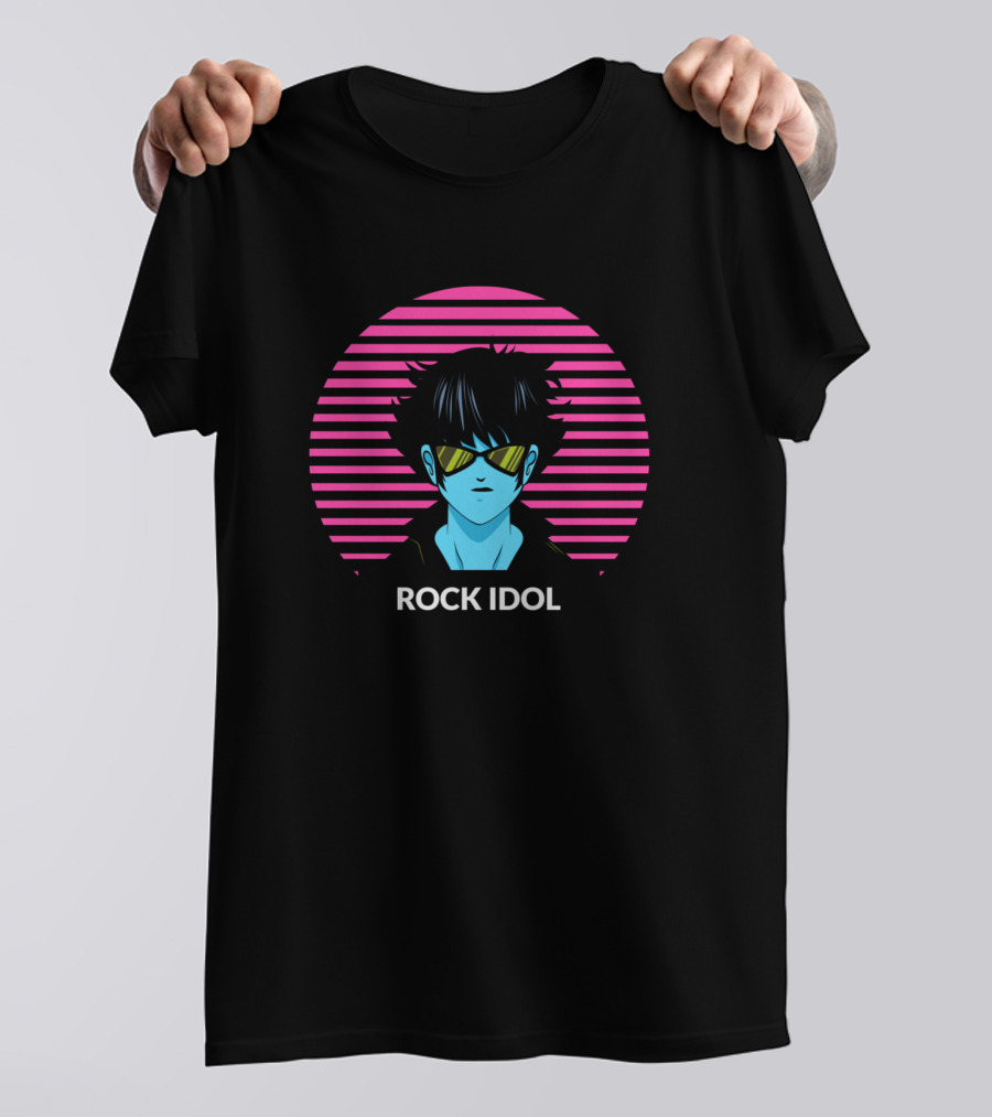 Rock Idol Retro Style With Vibrant Neon Anime Aesthetic T-Shirt