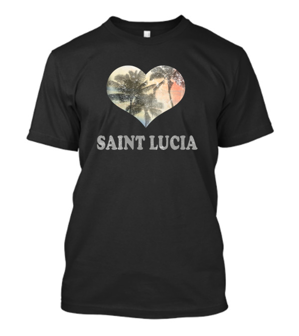 Saint Lucia Vacation Palm Tree Heart Souvenir T-Shirt