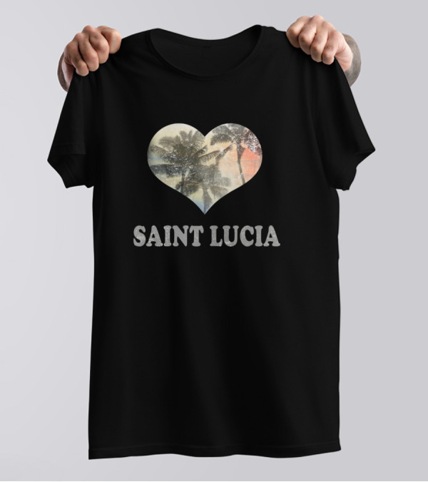 Saint Lucia Vacation Palm Tree Heart Souvenir T-Shirt