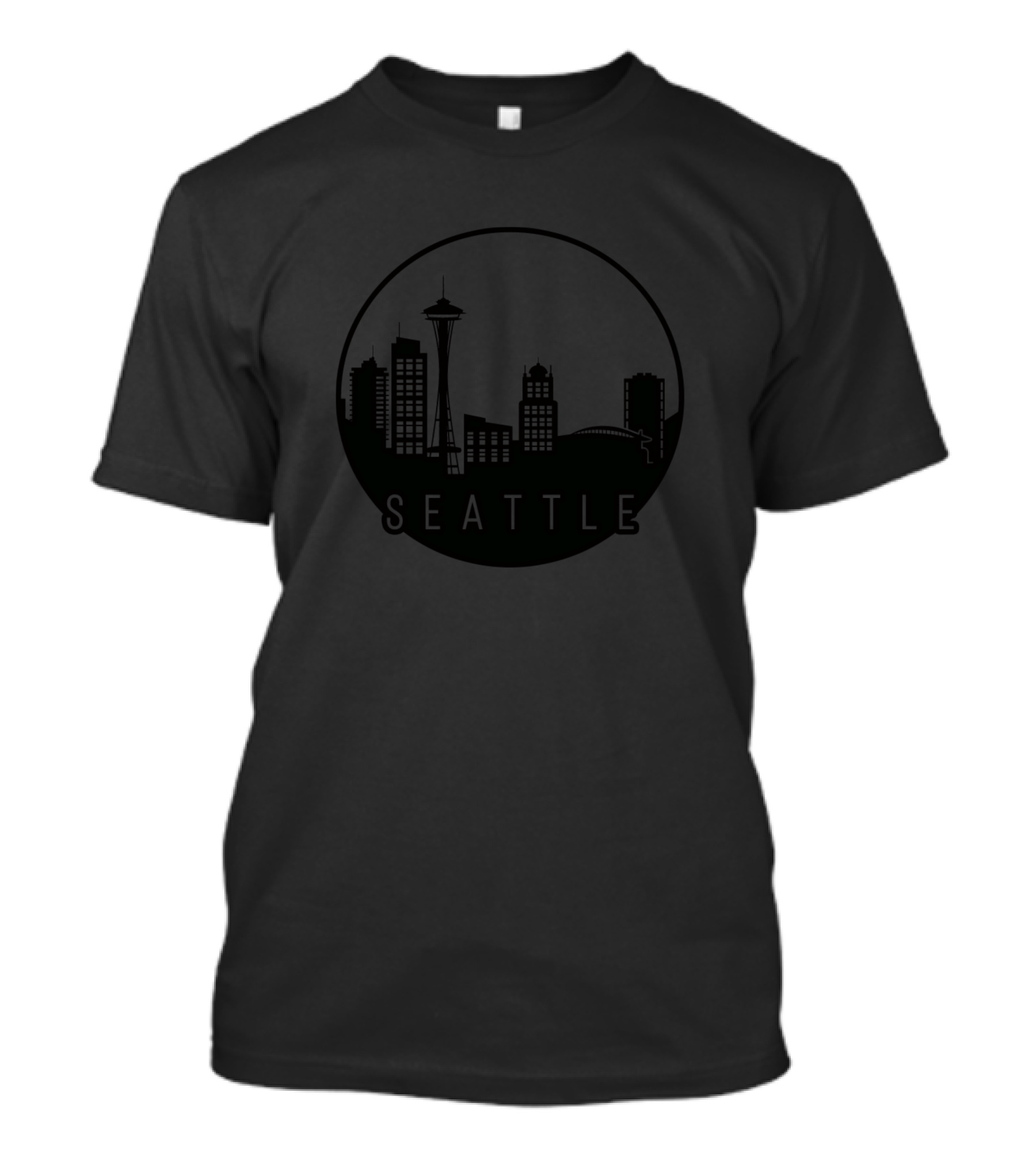 Seattle Skyline Space Needle Cityscape In Circle T-Shirt