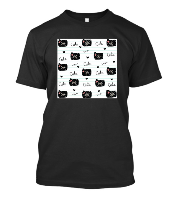 Cute Camera Selfie Time Hearts T-Shirt