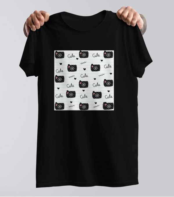 Cute Camera Selfie Time Hearts T-Shirt