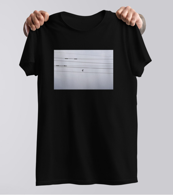 Shoes Hanging On Electrical Wires Against Overcast Sky T-Shirt