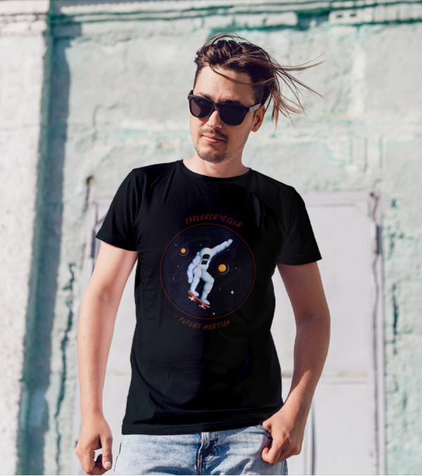 Explorer's Club Skating Astronaut Future Martian T-Shirt