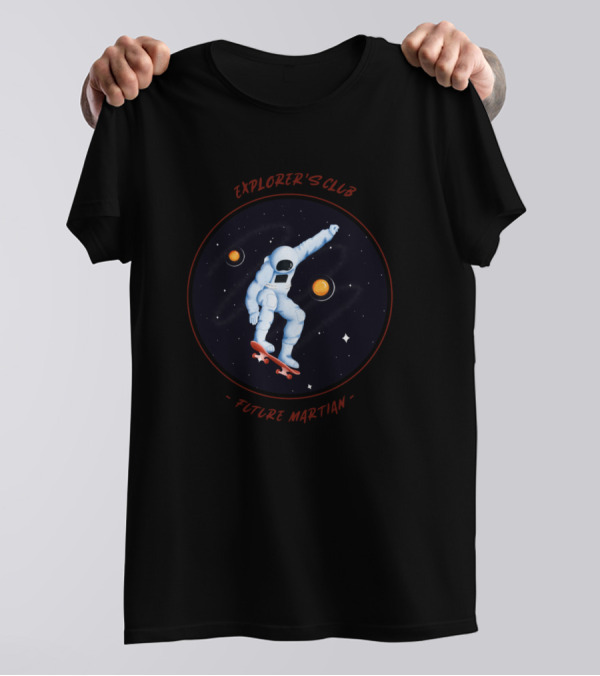 Explorer's Club Skating Astronaut Future Martian T-Shirt
