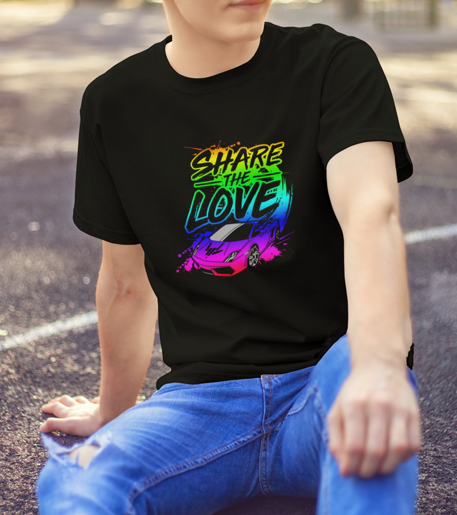Stephen Sharer Share The Love Rainbow Car T-Shirt