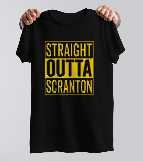 Straight Outta Scranton Gold Black And Yellow Block Text T-Shirt