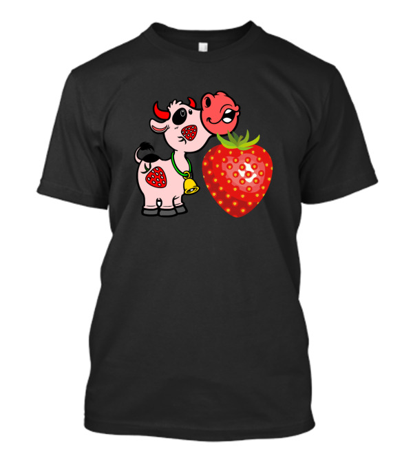 Strawberry Cow 4 94 Salty Heifers Farm Cartoon Cow With Strawberry T-Shirt