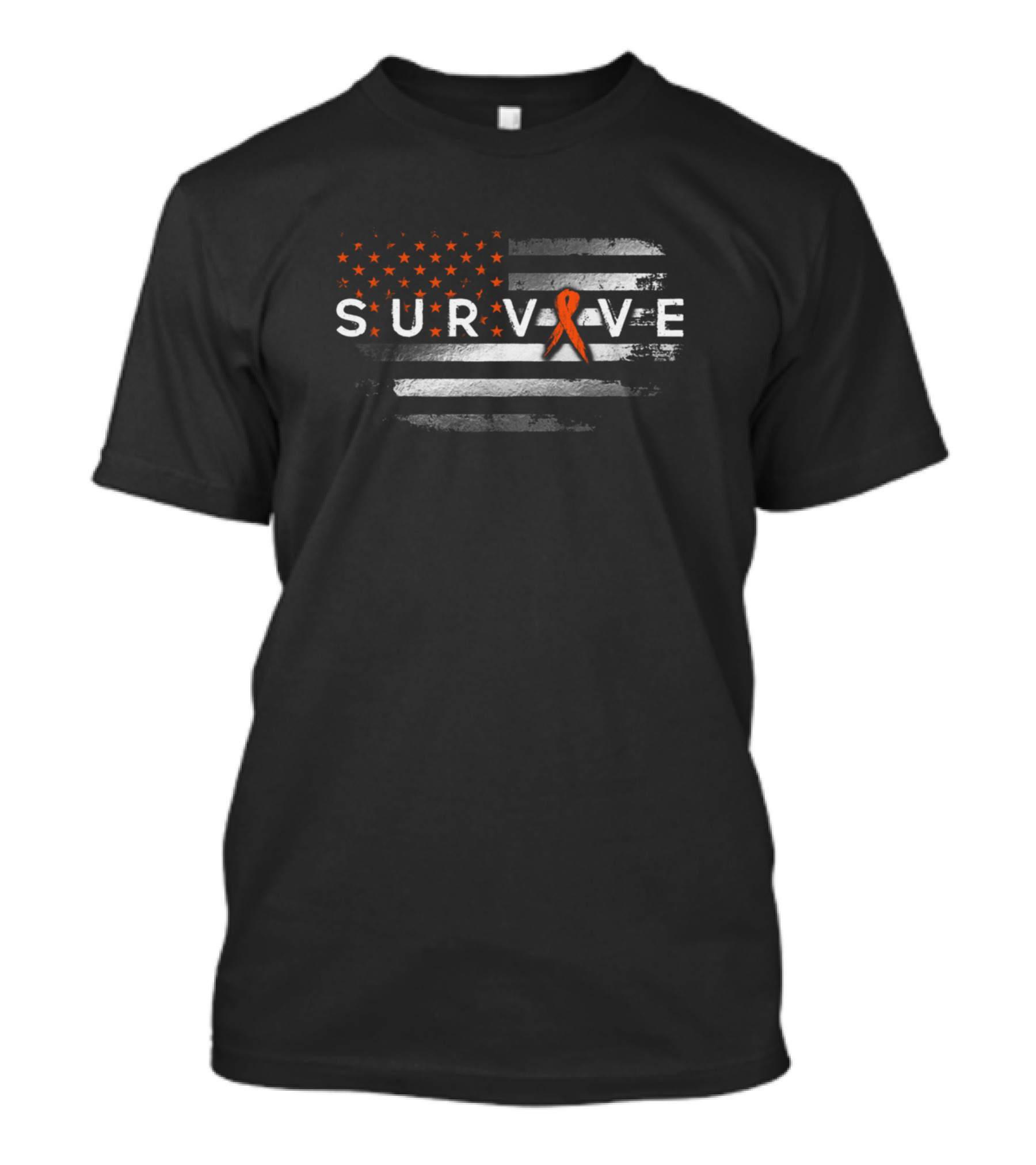 Survive Flag American Black And White Stars Stripes Ribbon Long Q Syndrome Awareness T-Shirt
