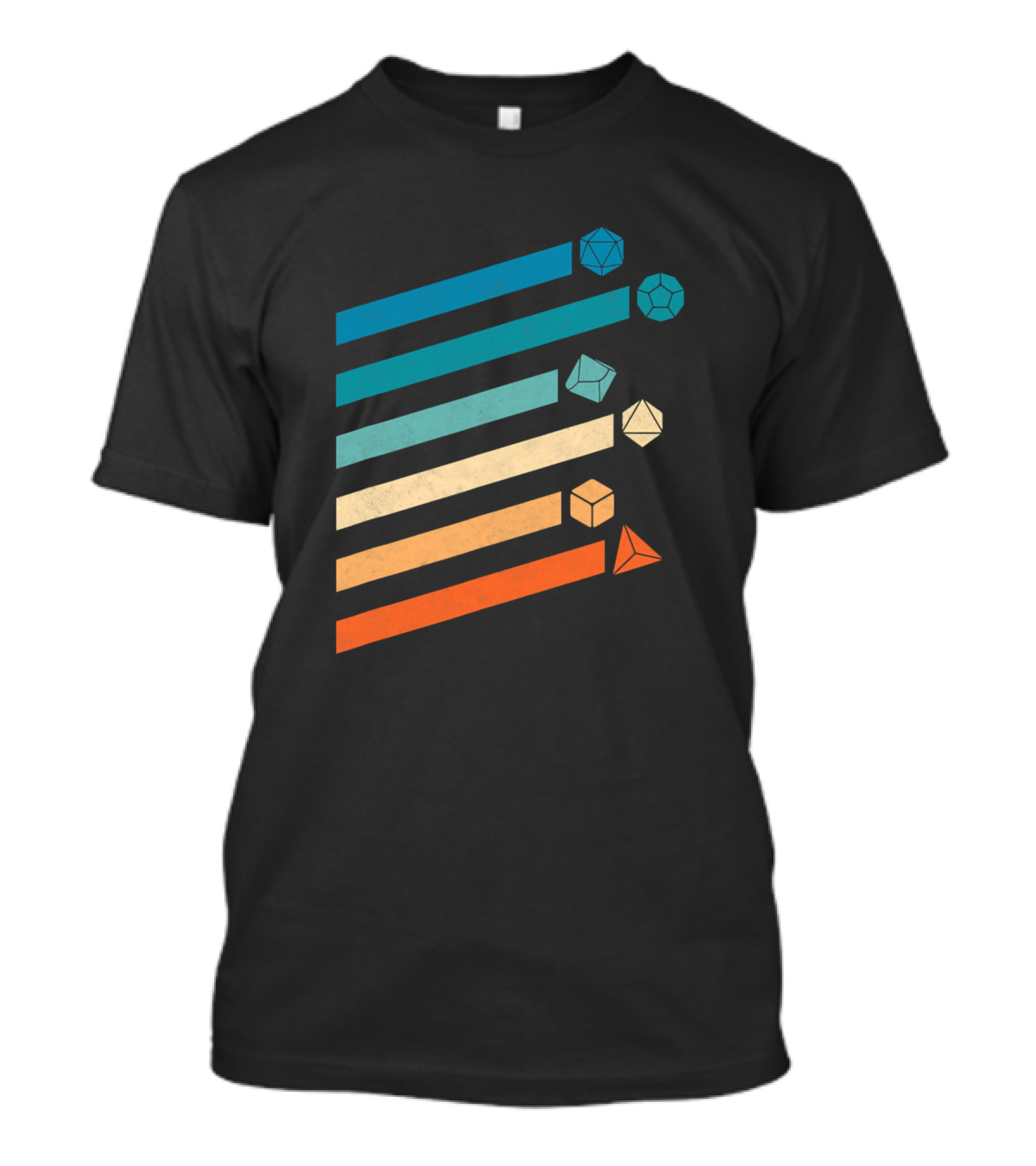 Retro Vintage Tabletop RPG D20 Dice Stripes T-Shirt