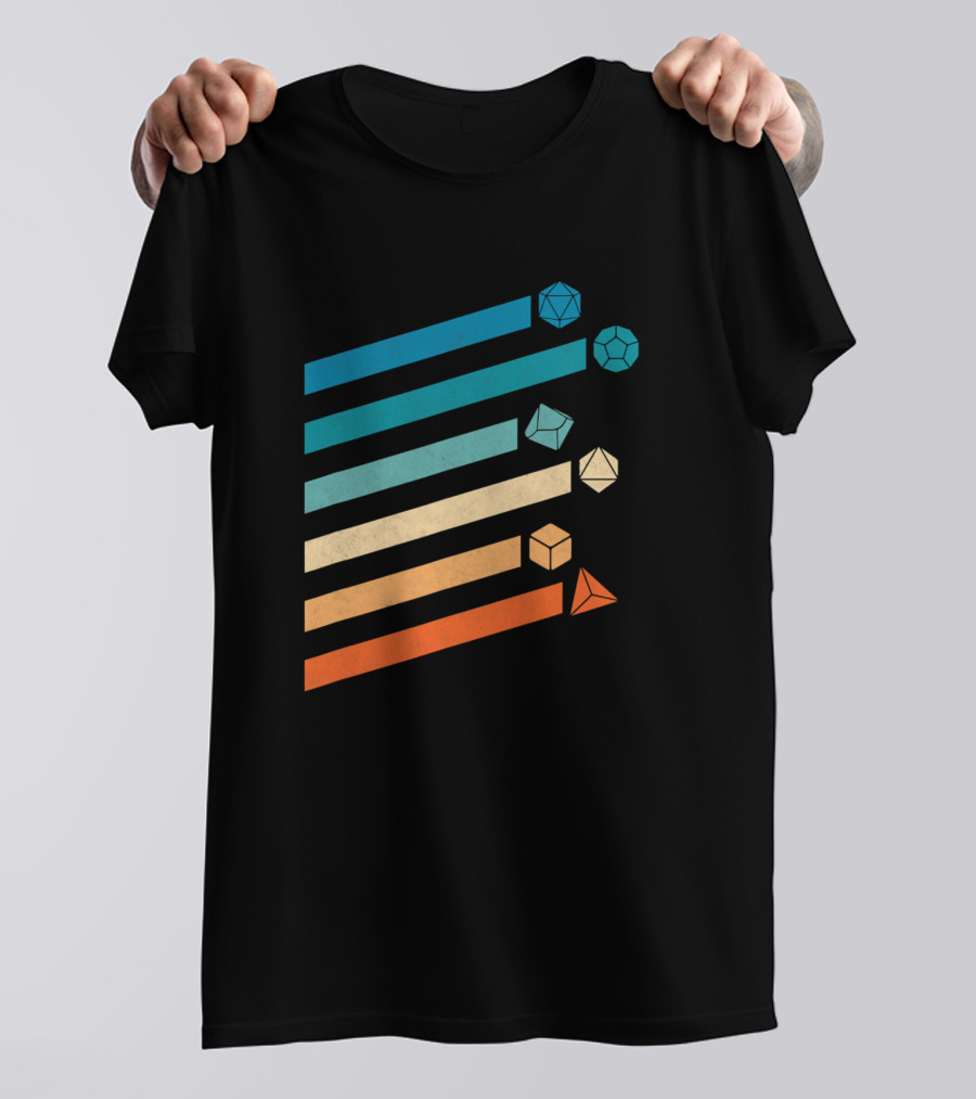 Retro Vintage Tabletop RPG D20 Dice Stripes T-Shirt