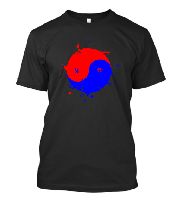Taegeuk Korean Yin Yang Symbol In Red And Blue Splash T-Shirt