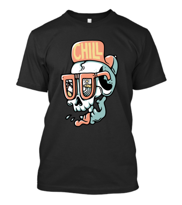 Chill Skull With Sunglasses And Beach Reflections T-Shirt