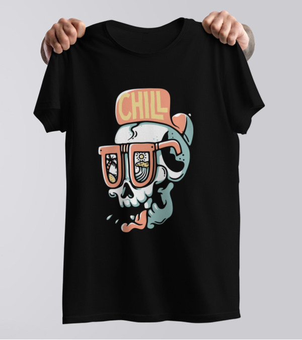 Chill Skull With Sunglasses And Beach Reflections T-Shirt